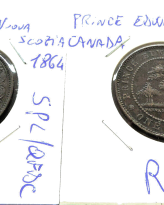 LOTTO 2 MONETE RAME: NUOVA SCOZIA 1864 + PRINCE ED