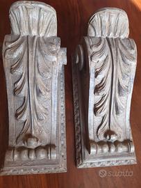 antiche mensole legno intagliato