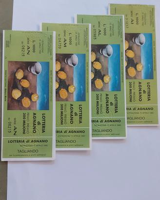 Biglietti Lotteria di Agnano 1980