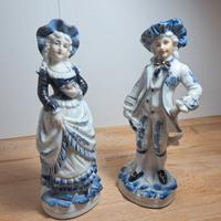 Coppia Statuette vintage dama e gentiluomo