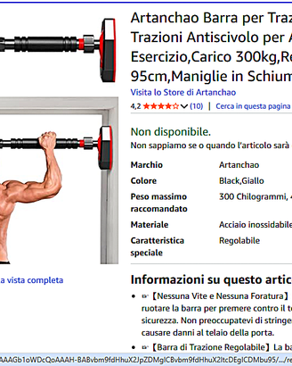 Barra per Trazioni da Porta 300 KG