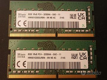 RAM portatile DDR4 8GB x 2 16GB 3200