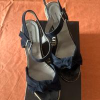 Sandalo donna blu con zeppa, numeto 38