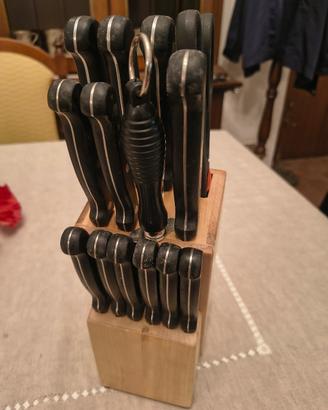 ceppo 14 coltelli e varie inox starblade 