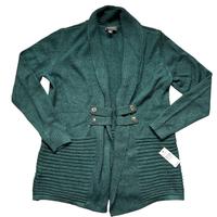 Cardigan aperto con collo sciallato - Verde - M