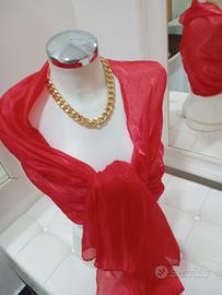stola coprispalle rosso in organza cangiante