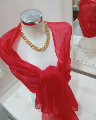 stola coprispalle rosso in organza cangiante