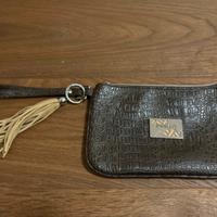 Pochette Pinko marrone effetto coccodrillo