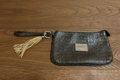 Pochette Pinko marrone effetto coccodrillo