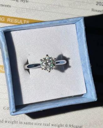 Anello solitario con moissanite 1 CT