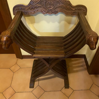 Sedia Poltrona Savonarola in Legno Intagliato