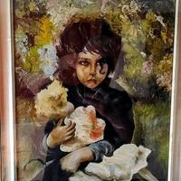 Quadro con Bambina dipinto a olio su tela firmato.