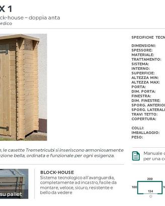 casetta in legno armadio da giardino 2x1 sp 28mm