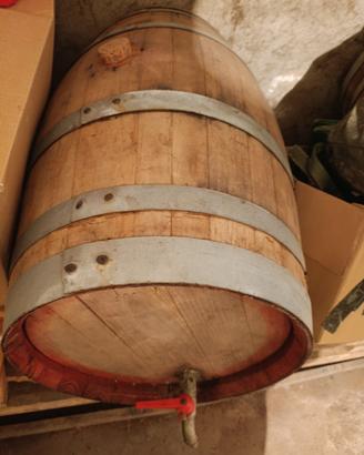 botti da vino e bottiglie
