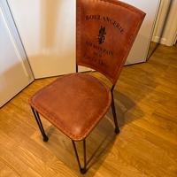 4 Sedie Pelle e ferro battuto