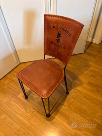 4 Sedie Pelle e ferro battuto