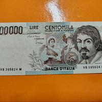 100000 lire Caravaggio banconota Italiana