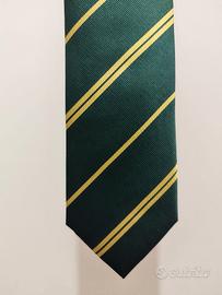 Cravatta Regimental Seta Verde Scuro Bronzo Oro