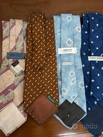 Set cravatte seta Giorgio Armani Kenzo Elegante