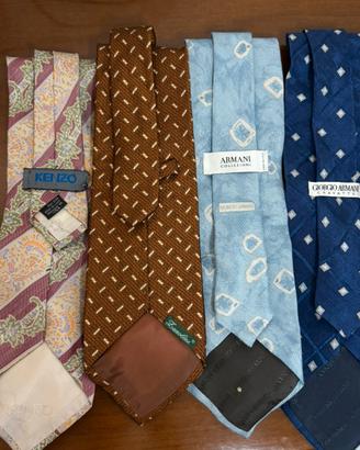 Set cravatte seta Giorgio Armani Kenzo Elegante