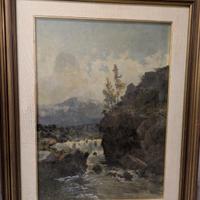 Quadro paesaggio con cornice in legno