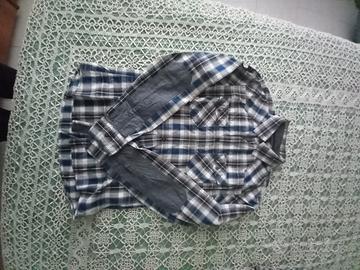  camicia a quadri in cotone con toppe sullemaniche