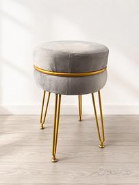Pouf sganello in tessuto con gambe oro