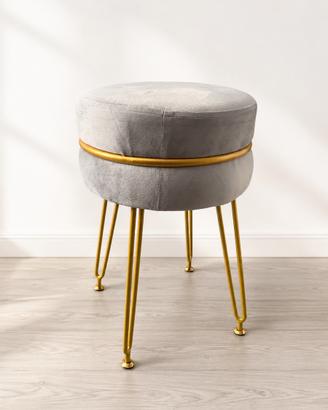 Pouf sganello in tessuto con gambe oro