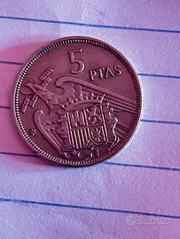 Spain - 5 Pesetas - Franco Era - 1957