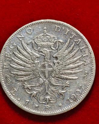 1 lira argento aquila araldica 1907