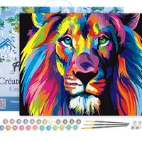 Quadro Leone Pop Art + Telaio (Paint by Numbers)