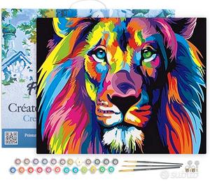 Quadro Leone Pop Art + Telaio (Paint by Numbers)