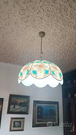 Lampadario + applique in tessuto 