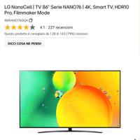 LG  Smart TV 86" 86NANO766QA pari al nuovo