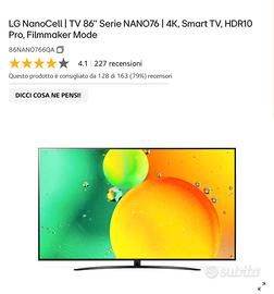LG  Smart TV 86" 86NANO766QA pari al nuovo
