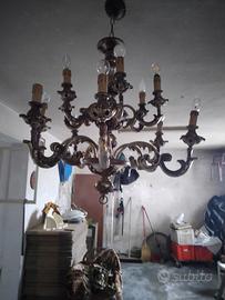 lampadario in legno 