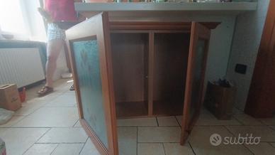 pensile con ante in vetro decorate