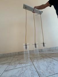 Lampadario a tre luci cromato