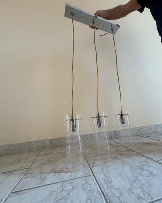 Lampadario a tre luci cromato