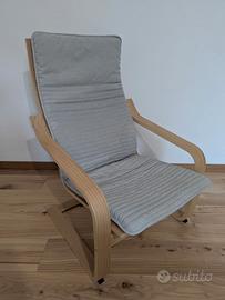Poltrona/sedia a dondolo legno e tessuto