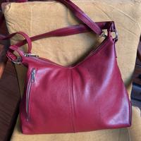 Borsa vera pelle da donna bordeaux