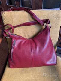 Borsa vera pelle da donna bordeaux