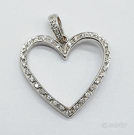 COD.126B.25 CIONDOLO CUORE ORO BIANCO 18K 750