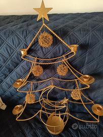 Albero Natale dorato portacandele