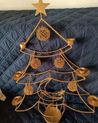 Albero Natale dorato portacandele