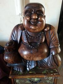 Statua Buddha Cinese in Legno