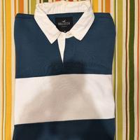 Felpa Polo Ampia Stile Rugby Verde Blu Hollister