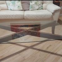 PERFETTE CONDIZIONI tavolo basso vetro piedi legno