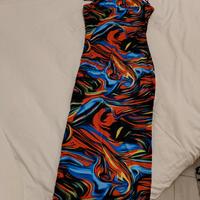 Abito donna tubino lungo fantasia fluo