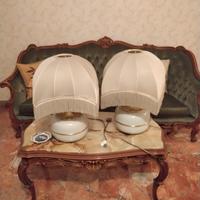 Due abajuor base in vetro e cappello in seta 